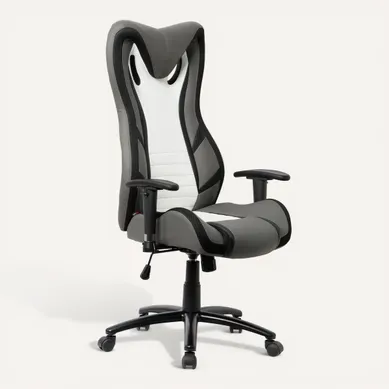 Fauteuil gamer BXGAMING Cobra blanc et gris vue 3/4