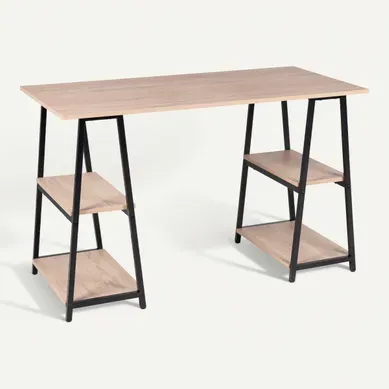 Bureau ARCHI 2 imitation chêne et noir vue 3/4