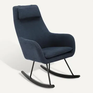 Fauteuil à bascule MOON II tissu bleu vue 3/4