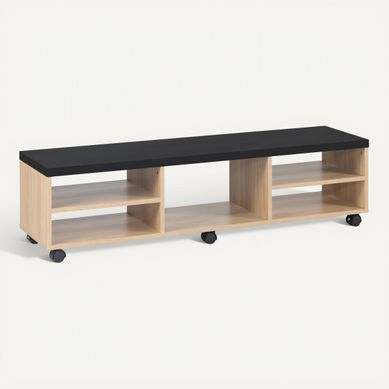Meuble TV L. 150 cm NEXT Imitation chêne et noir vue 3/4