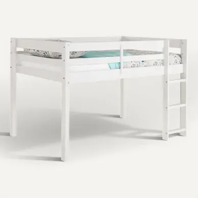 Lit mi haut 90x190 cm BLOOM Blanc vue 3/4