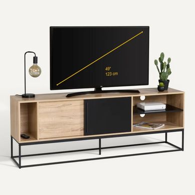 Meuble TV L.180  imitation chêne VINCENTE vue 3/4