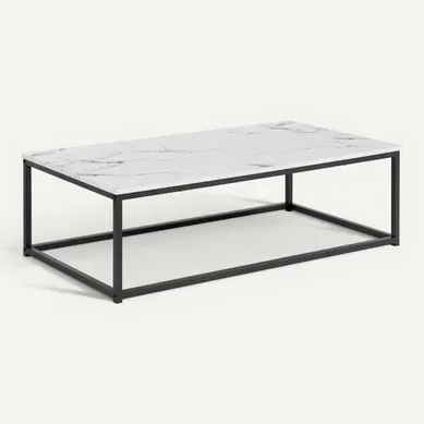 Table basse ZEBRA noir et imitation marbre vue 3/4