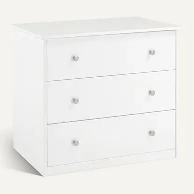 Commode 3 tiroirs BLOOM Blanc Commode 3 tiroirs BLOOM Blanc vue 3/4