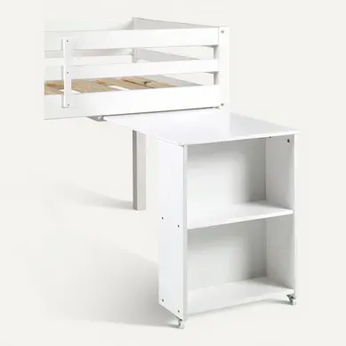 Option bureau pour lit mi-haut BLOOM Blanc Option bureau pour lit mi-haut BLOOM Blanc vue 3/4