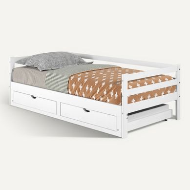 Lit extensible 90/180x190 cm BLOOM Blanc vue 3/4