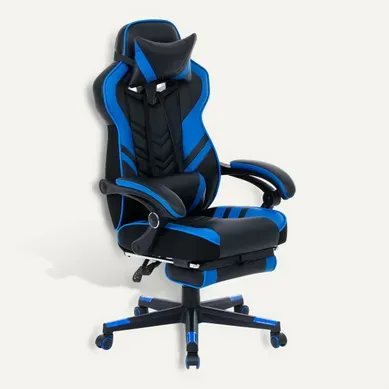 Fauteuil de bureau ergonomique Gamer RELOAD bleu et noir vue 3/4