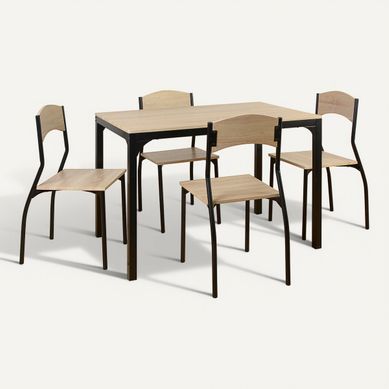 Ensemble table + 4 chaises OPAL imitation chêne Ensemble table + 4 chaises OPAL imitation chêne vue 3/4