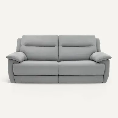 Canapé 3 places 2 relax électrique CURTISS III tissu gris clair vue de face