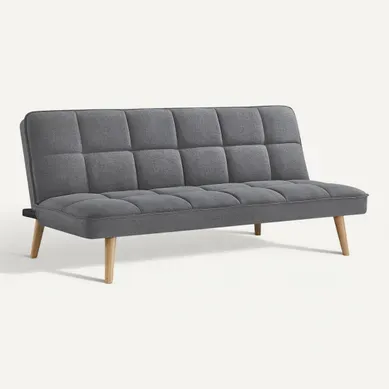 Banquette-lit clic-clac TIMARU tissu gris foncé vue 3/4
