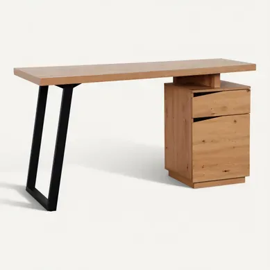 Bureau DANZING imitation chêne et noir Bureau DANZING imitation chêne et noir vue 3/4