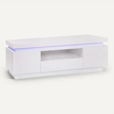 Meuble TV LED LUCIE 5 blanc laqué Meuble TV LED LUCIE 5 blanc laqué vue 3/4