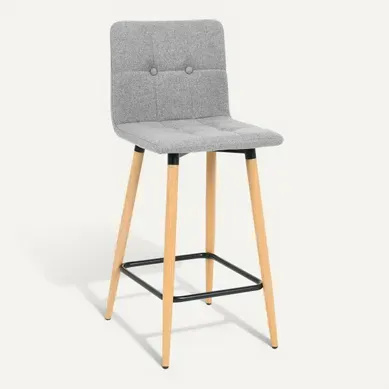 Tabouret de bar H. 63 cm MEVIK Gris clair vue 3/4
