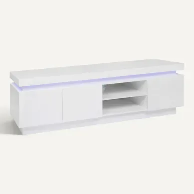 Meuble TV LED L.190 cm COLORS blanc vue 3/4