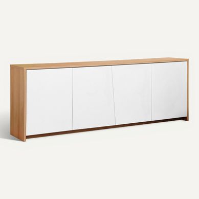 Buffet 4 portes ESSENTIAL Imitation chêne et blanc Buffet 4 portes ESSENTIAL Imitation chêne et blanc vue 3/4