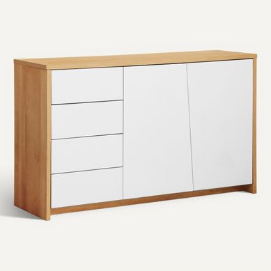 Buffet 2 portes ESSENTIAL Imitation chêne et blanc Buffet 2 portes ESSENTIAL Imitation chêne et blanc vue 3/4