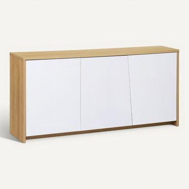 Buffet 3 portes ESSENTIAL Imitation chêne et blanc Buffet 3 portes ESSENTIAL Imitation chêne et blanc vue 3/4