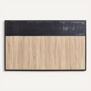 Tête de lit L.160 cm OSKAR métal noir et imitation chêne Tête de lit L.160 cm OSKAR métal noir et imitation chêne vue de face