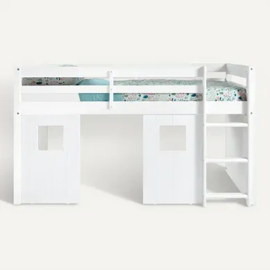 Option 3 panneaux cabane BLOOM pour lit mi-haut blanc Option 3 panneaux cabane BLOOM pour lit mi-haut blanc vue de face