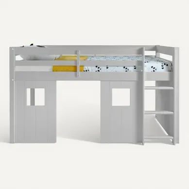 Option 3 panneaux cabane BLOOM pour lit mi-haut Gris Option 3 panneaux cabane BLOOM pour lit mi-haut Gris vue de face