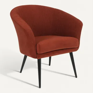 Fauteuil MARCUS tissu terracotta vue 3/4