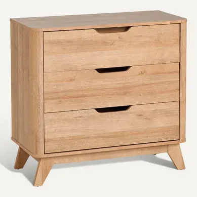 Commode 3 tiroirs ANDREW imitation chêne Commode 3 tiroirs ANDREW imitation chêne vue 3/4