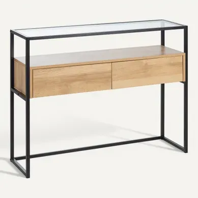 Console UTAH Imitation chêne et noir Console UTAH Imitation chêne et noir vue 3/4
