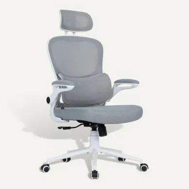 Fauteuil gamer BXGAMING gris et blanc FLUXY vue 3/4