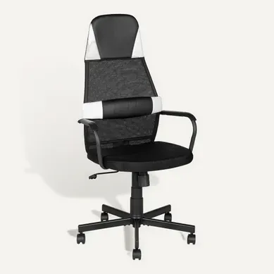 Fauteuil de bureau LUFFY noir et blanc vue 3/4