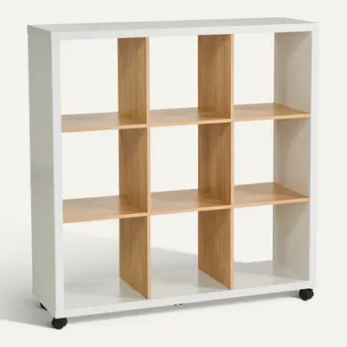 Séparation 9 cases NEXT 3 blanc et imitation chêne vue 3/4