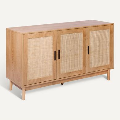 Buffet 3 portes MANELLA 133 cm imitation chêne Buffet 3 portes MANELLA 133 cm imitation chêne vue 3/4