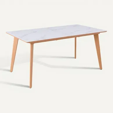 Table extensible L.160/200 cm MAXTON Verre / Imitation marbre Table extensible L.160/200 cm MAXTON Verre / Imitation marbre vue 3/4