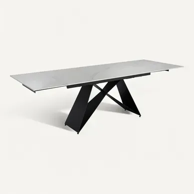 Table extensible L. 160/240 cm PORTO Noir et blanc vue 3/4