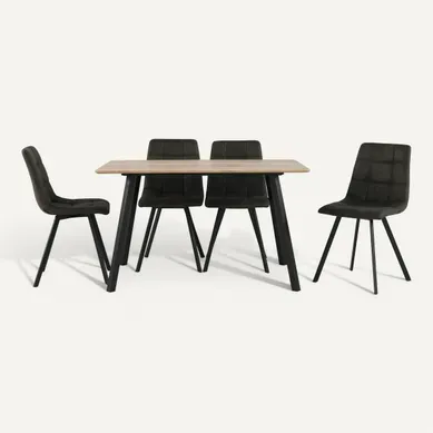 Table + 4 chaises SAVINA Imitation chêne Table + 4 chaises SAVINA Imitation chêne vue de face