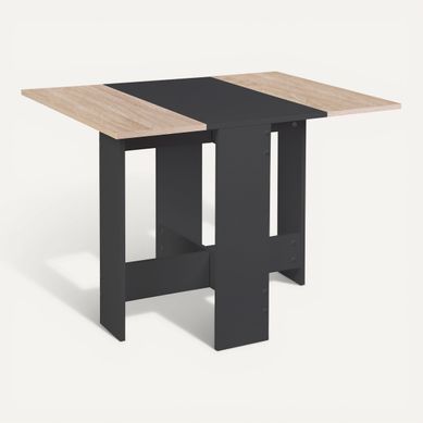 Table pliable DARA imitation chêne et noir Table pliable DARA imitation chêne et noir vue 3/4