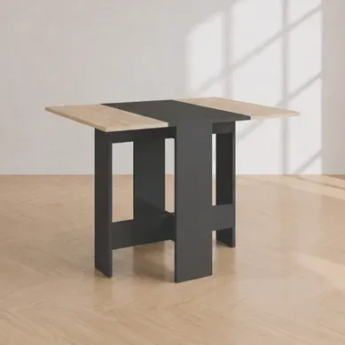 Table pliable DARA imitation chêne et noir