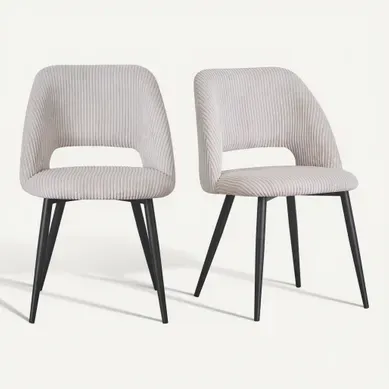 Lot de 2 chaises GABRIELE velours côtelé beige Lot de 2 chaises GABRIELE velours côtelé beige vue 3/4