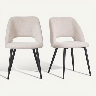 Lot de 2 chaises GABRIELE en tissu beige Lot de 2 chaises GABRIELE en tissu beige vue 3/4