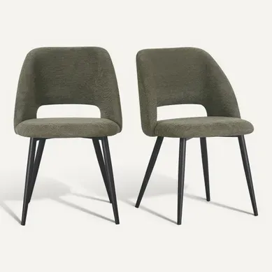 Lot de 2 chaises GABRIELE en tissu vert Lot de 2 chaises GABRIELE en tissu vert vue 3/4