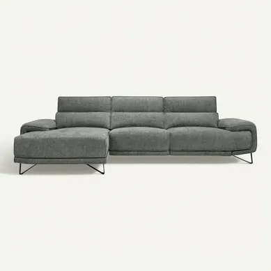 Canapé d'angle méridienne MAXIME gauche tissu gris foncé Canapé d'angle méridienne MAXIME gauche tissu gris foncé vue de face