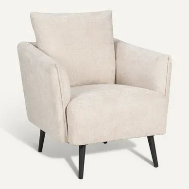 Fauteuil ARCHIE tissu crème Fauteuil ARCHIE tissu crème vue 3/4