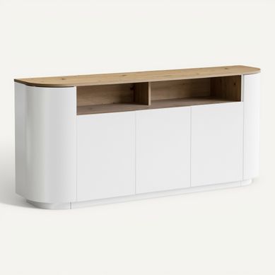 Buffet 5 portes RONDY imitation chêne et blanc Buffet 5 portes RONDY imitation chêne et blanc vue 3/4