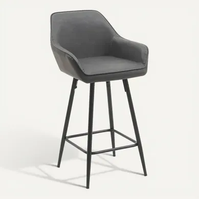Tabouret de bar TOM Gris vue 3/4