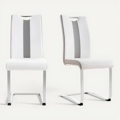 Lot de 2 chaises SNOW blanche et grise Lot de 2 chaises SNOW blanche et grise vue 3/4