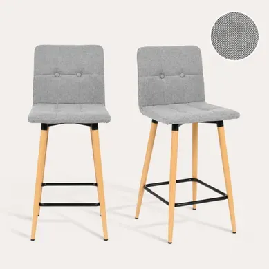 Lot de 2 tabourets de bar H. 63 cm MEVIK Gris clair vue 3/4