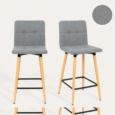 Lot de 2 tabourets de bar H. 63 cm MEVIK gris foncé vue 3/4