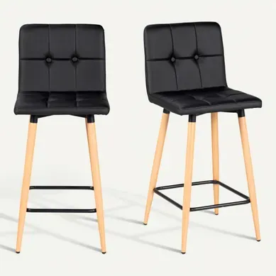 Lot de 2 tabourets de bar H.63 cm MEVIK noir vue 3/4