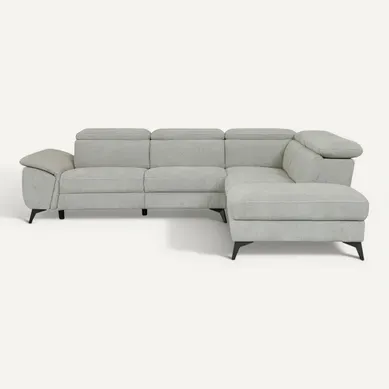 Canapé angle droit relax électrique NEWPORT III tissu grege vue de face