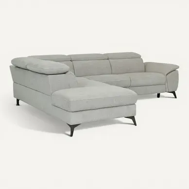 Canapé angle gauche relax électrique NEWPORT III tissu grege vue 3/4
