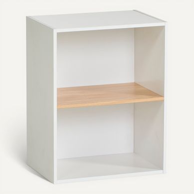 Etagére 2 cases POYANG 3 Blanc et imitation chêne Etagére 2 cases POYANG 3 Blanc et imitation chêne vue 3/4